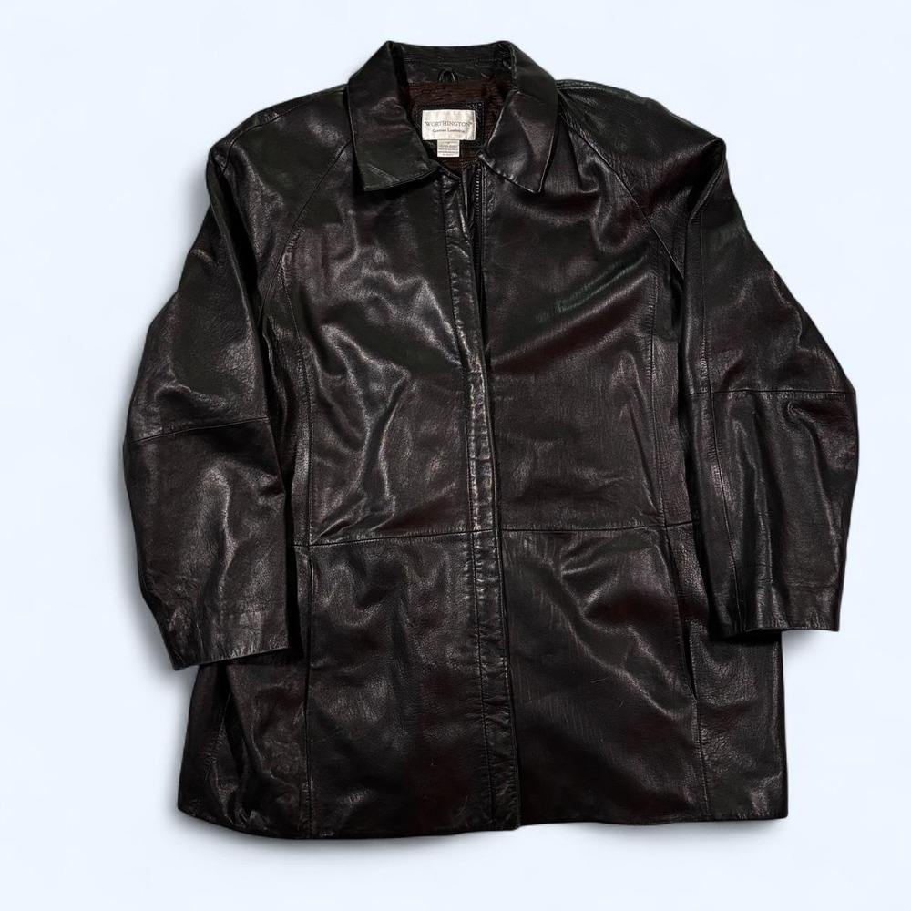 Vintage Worthington GENUINE LAMBSKIN Black Leather Jacket